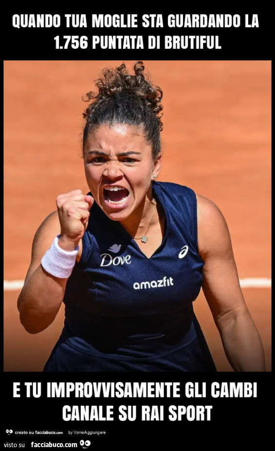 Quando tua moglie sta guardando la 1.756 puntata di brutiful e tu improvvisamente gli cambi canale su rai sport