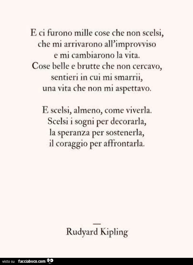 E ci furono mille cose che non scelsi, che mi arrivarono all'improvviso e mi cambiarono la vita