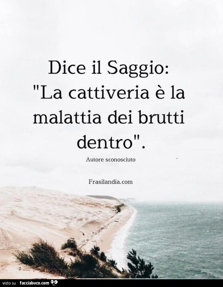 Dice il saggio: la cattiveria è la malattia dei brutti dentro