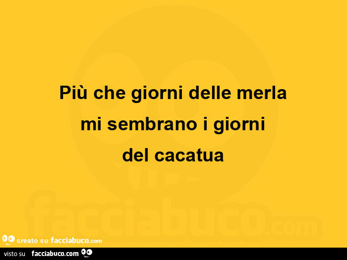 Più che giorni delle merla mi sembrano i giorni del cacatua