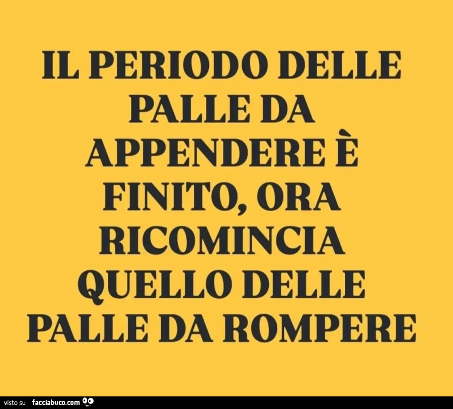 Il periodo delle palle da appendere è finito ora comincia quello delle palle da rompere