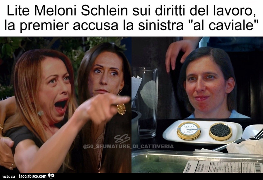 Lite Meloni Schlein, la premier accusa la sinistra al caviale