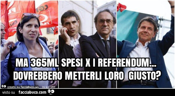 Ma 365ml spesi x i referendum… dovrebbero metterli loro giusto?