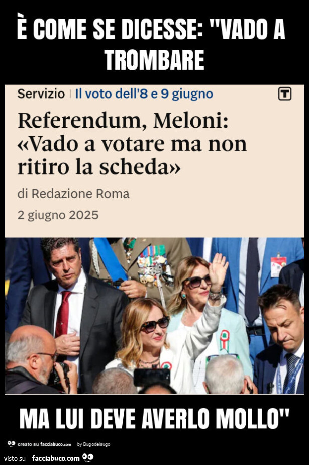 È come se dicesse: "vado a trombare ma lui deve averlo mollo"