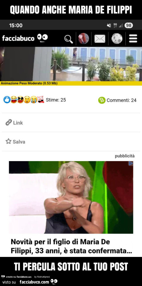 Quando anche maria de filippi ti percula sotto al tuo post