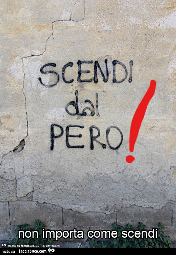 Scendi dal pero! Non importa come scendi, magari anche di testa