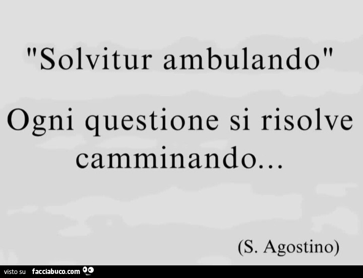Solvitur ambulando ogni questione si risolve camminando. S. Agostino