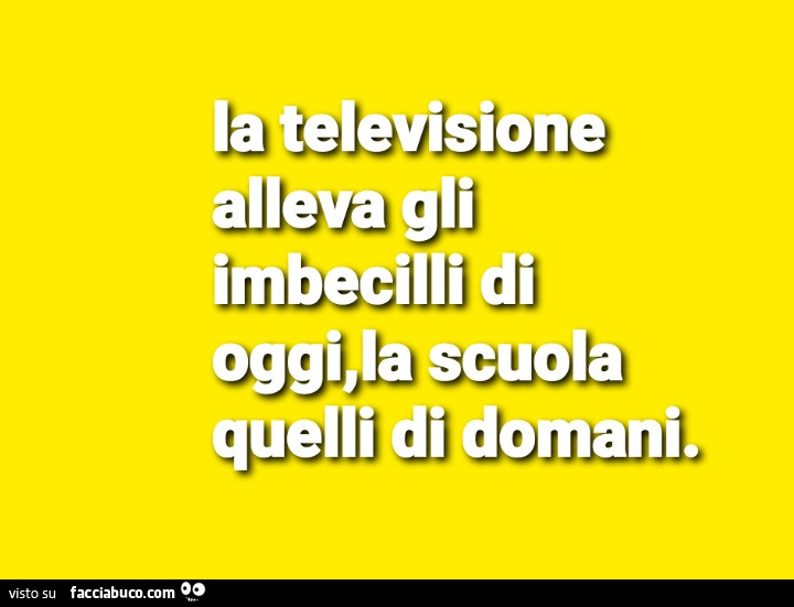 La televisione alleva gli imbecilli di oggi, la scuola quelli di domani