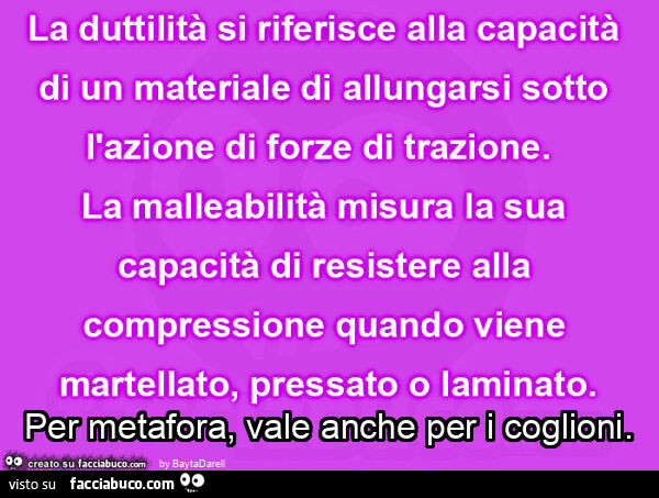 Per metafora, vale anche per i coglioni