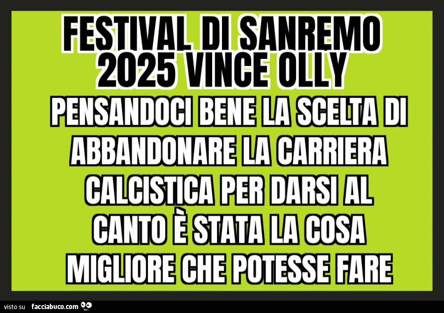 Festival Sanremo 2025 v8nce olly pensandoci bene la scelta di abbandonare la carriera calcistica per darsi al canto è stata la cosa migliore che potesse fare