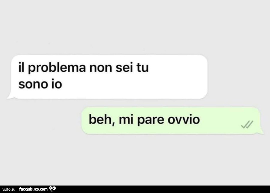 Il problema non sei tu sono io. Beh, mi pare ovvio