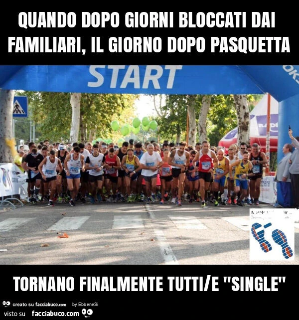 Quando dopo giorni bloccati dai familiari, il giorno dopo pasquetta tornano finalmente tutti/e "single"