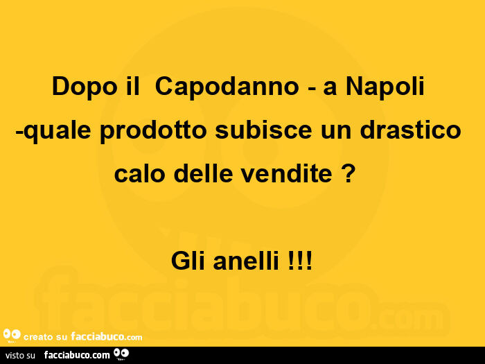 Dopo il capodanno a napoli quale prodotto subisce un drastico calo delle vendite? Gli anelli