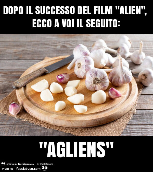 Dopo il successo del film "alien", ecco a voi il seguito: "agliens"