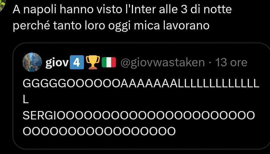 A napoli hanno visto l'inter alle 3 di notte perchรฉ tanto loro oggi mica lavorano