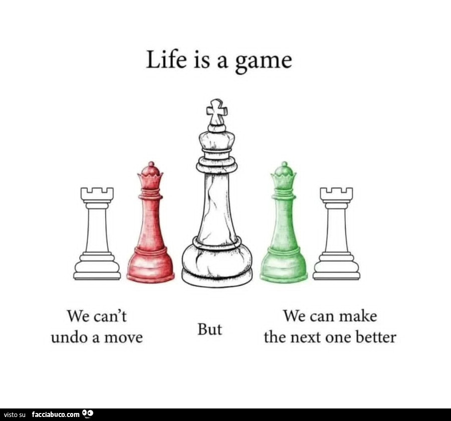 Life is a game. We can't undo a move but we can make the next one better