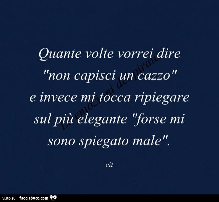 Quante volte vorrei dire non capisci un cazzo e invece mi tocca ripiegare sul più elegante forse mi sono spiegato male