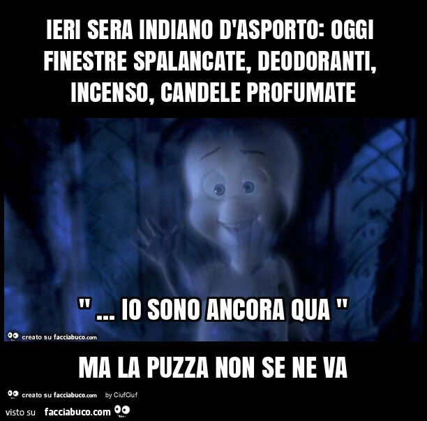 Ieri sera indiano d'asporto: oggi finestre spalancate, deodoranti, incenso, candele profumate ma la puzza non se ne va