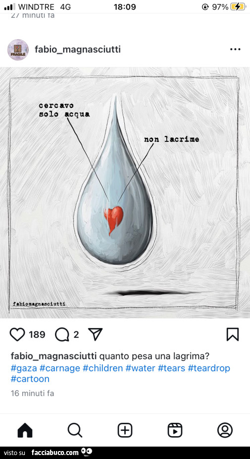 Cercavo solo acqua. Non lacrime
