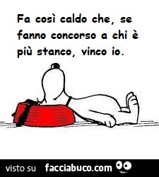 Fa così caldo che, se fanno concorso a chi è più stanco, vinco io