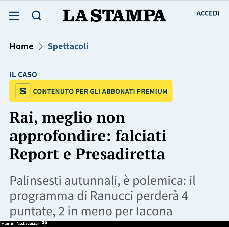 Rai, meglio non approfondire: falciati report e presadiretta