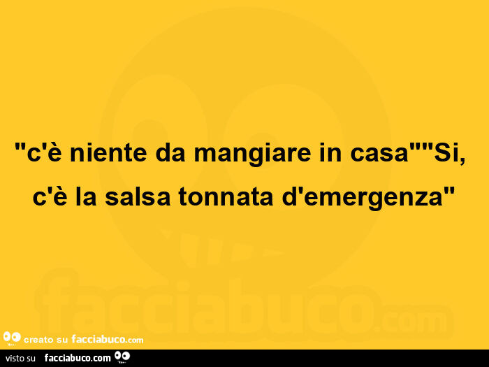 C'è niente da mangiare in casa. Si, c'è la salsa tonnata d'emergenza