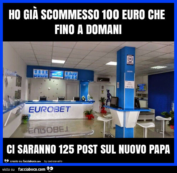 Ho già scommesso 100 euro che fino a domani ci saranno 125 post sul nuovo papa