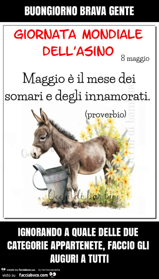 Buongiorno brava gente ignorando a quale delle due categorie appartenete, faccio gli auguri a tutti