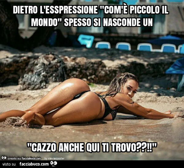 Dietro l'esspressione "com'è piccolo il mondo" spesso si nasconde un "cazzo anche qui ti trovo?! "
