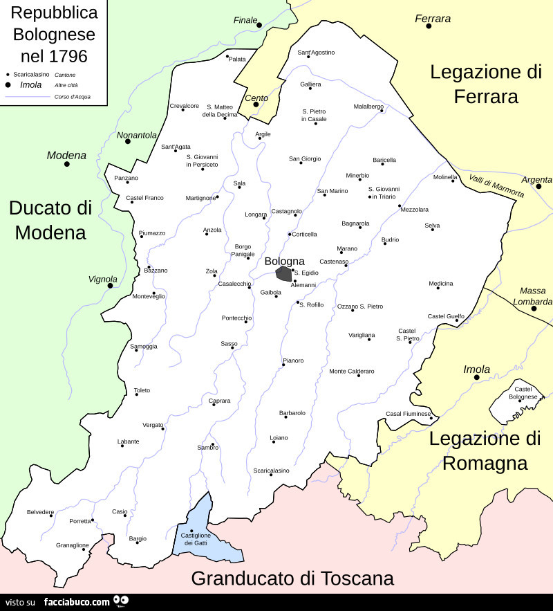 Ducato di Modena. Legazione di Ferrara. Legazione di Romagna. Granducato di Toscana