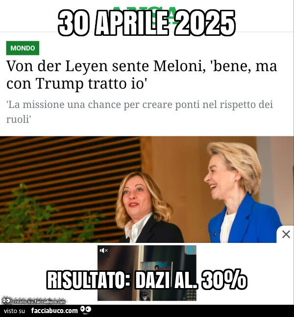 30 aprile 2025 risultato: dazi al. 30