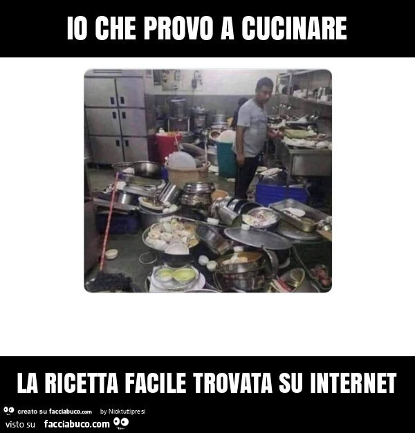 Io che provo a cucinare la ricetta facile trovata su internet