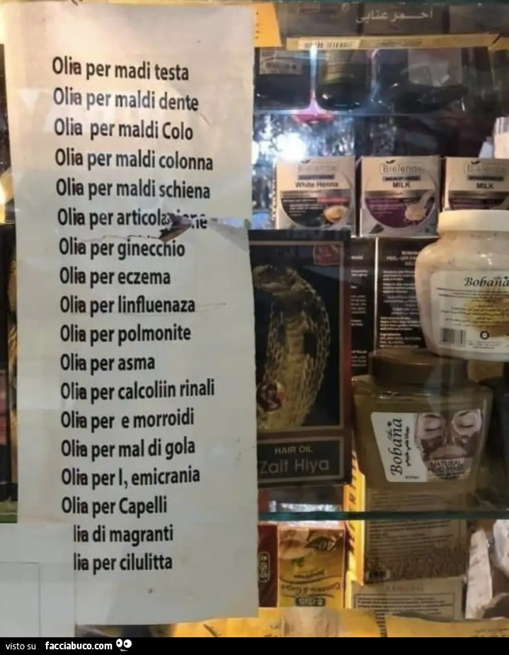 Olio cartelli divertenti