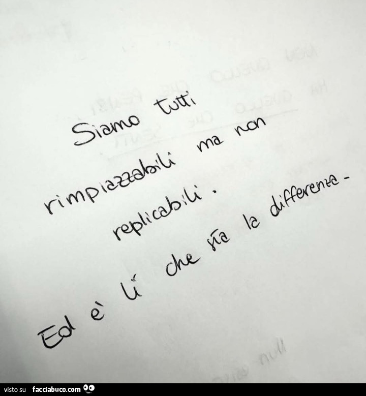 Siamo tutti rimpiazzabili ma non replicabili. Ed è li che sta la differenza