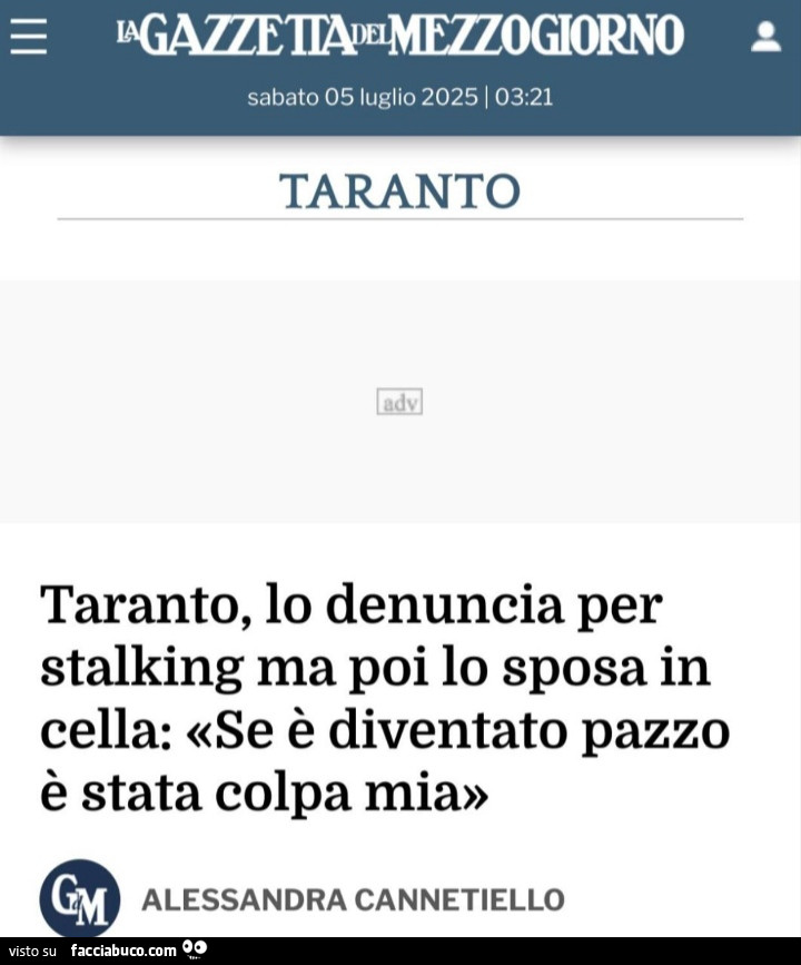 Taranto, lo denuncia per stalking ma poi lo sposa in cella: se è diventato pazzo è stata colpa mia