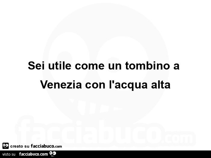 Sei utile come un tombino a venezia con l'acqua alta
