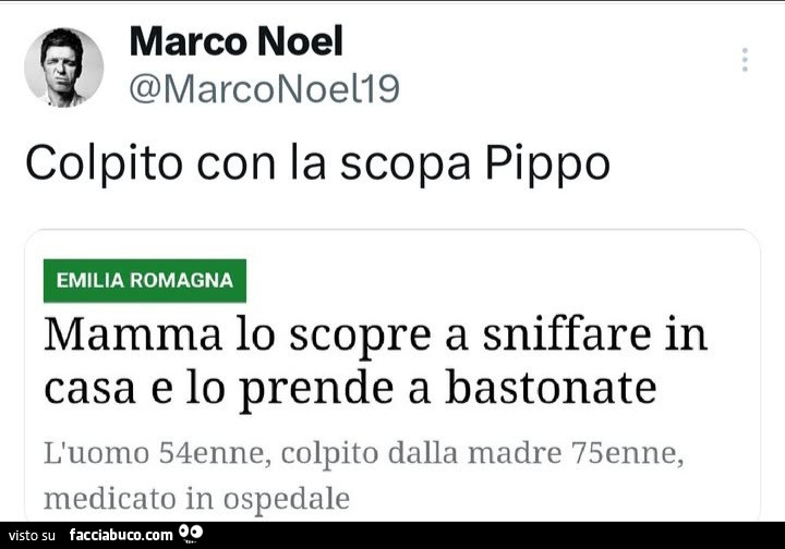Colpito con la scopa Pippo. Mamma lo scopre a sniffare in casa e lo prende a bastonate