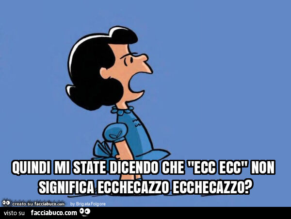 Quindi mi state dicendo che "ecc ecc" non significa ecchecazzo ecchecazzo?