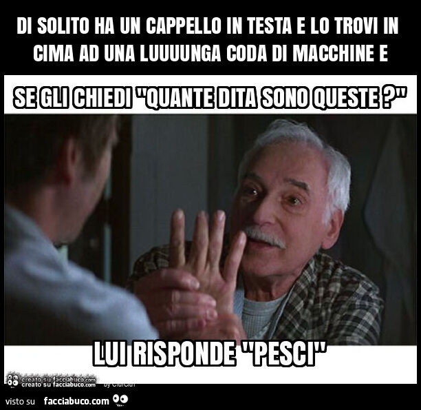Di solito ha un cappello in testa e lo trovi in cima ad una luuuunga coda di macchine e