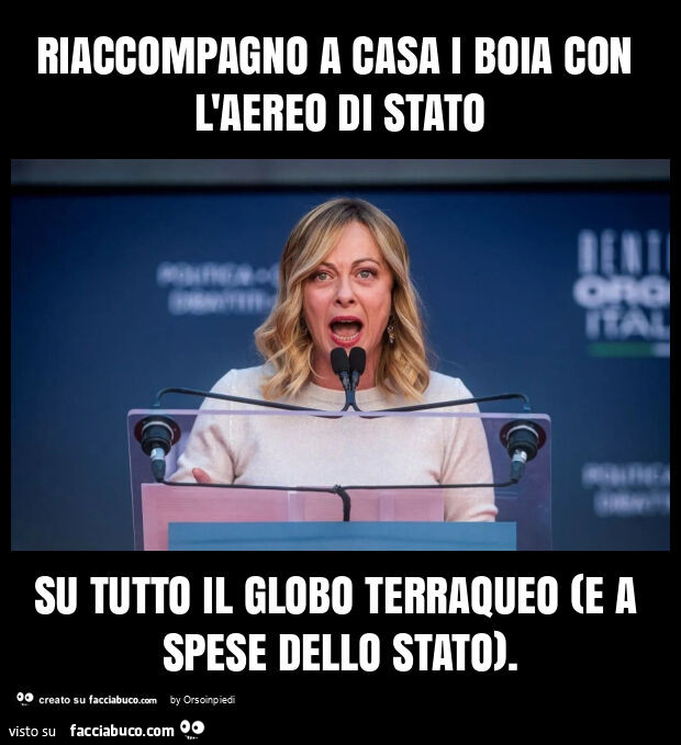 Riaccompagno a casa i boia con l'aereo di stato su tutto il globo terraqueo (e a spese dello stato)