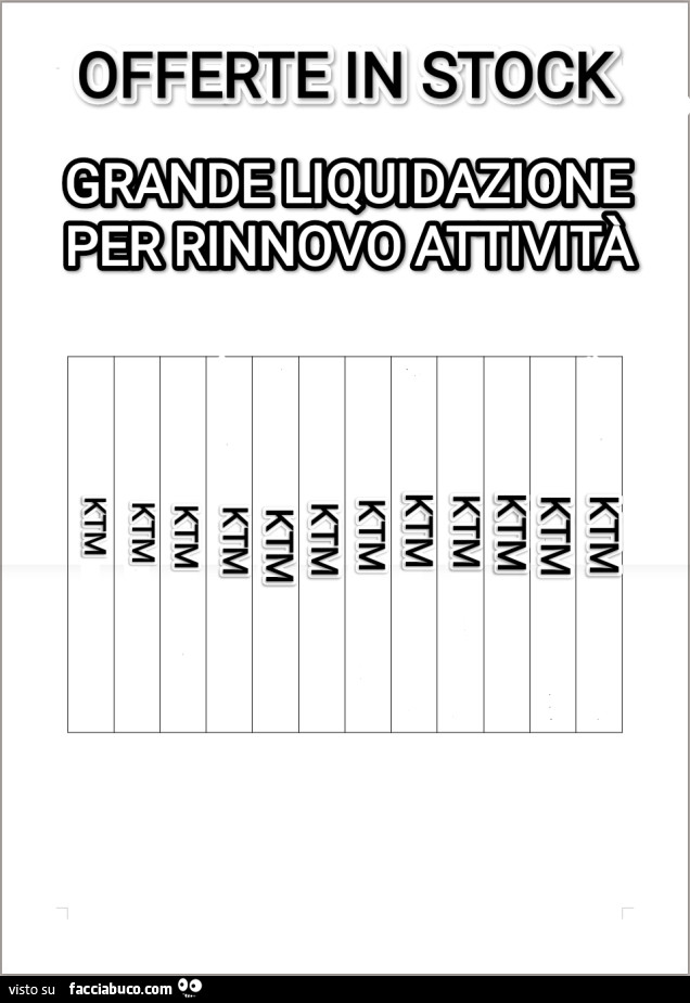 Offerte in stock grande liquidazione per rinnovo attività