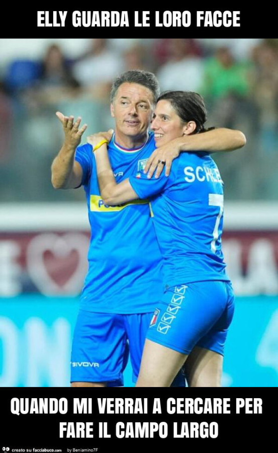 Elly guarda le loro facce quando mi verrai a cercare per fare il campo largo
