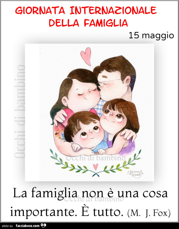 Giornata internazionale della famiglia. La famiglia non è una cosa importante. È Tutto