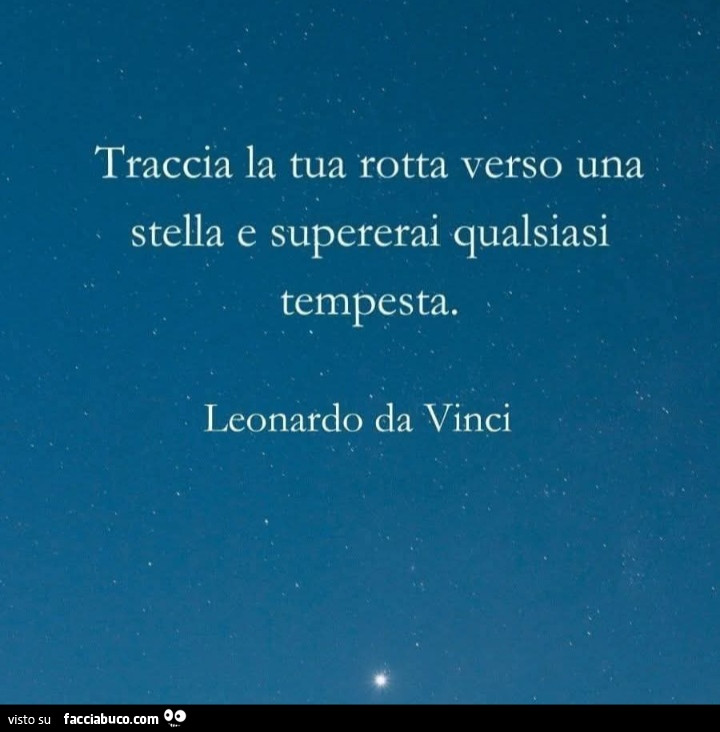 Traccia la tua rotta verso una stella e supererai qualsiasi tempesta. Leonardo da Vinci