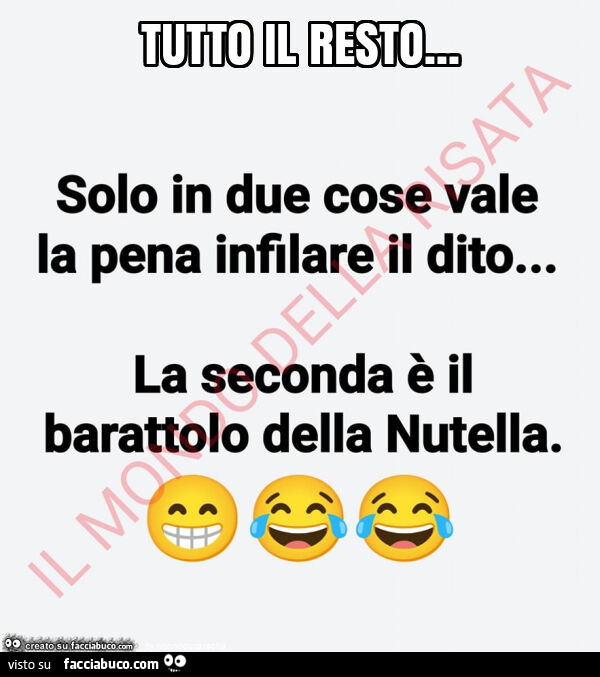 Tutto il resto… solo in due cose vale la pena infilare il dito… la seconda è il barattolo della nutella