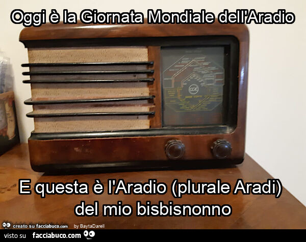 Oggi è la giornata mondiale dell'aradio e questa è l'aradio (plurale aradi) del mio bisbisnonno