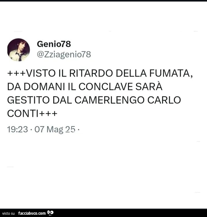 Visto il ritardo della fumata, da domani il conclave sarà gestito dal camerlengo carlo conti