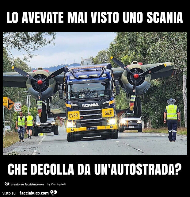 Lo avevate mai visto uno scania che decolla da un'autostrada?