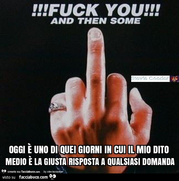 Oggi è uno di quei giorni in cui il mio dito medio è la giusta risposta a qualsiasi domanda