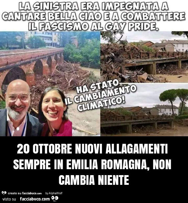 20 ottobre nuovi allagamenti sempre in emilia romagna, non cambia niente